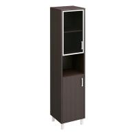 Шкаф для документов левый, двери стеклянная в алюминиевой раме + ДСП без замка + ниша