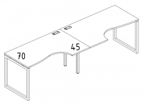 Рабочая станция со столами эргономичными "Классика" на металлокаркасе QUATTRO (2х140)