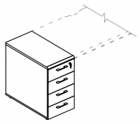 Тумба приставная 4-х ящичная с замком (1 скос)