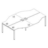 Рабочая станция со столами эргономичными "Техно" на металлокаркасе UNO (4х140)