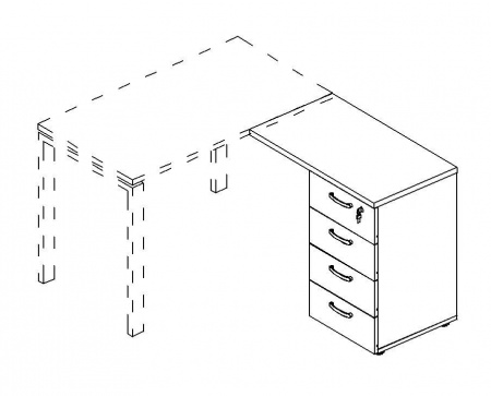 Тумба приставная 4-х ящичная с замком