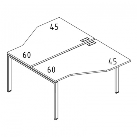 Рабочая станция со столами эргономичными "Техно" на металлокаркасе UNO (2х120)