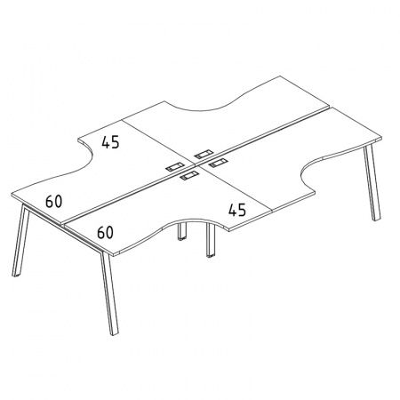 Рабочая станция со столами эргономичными "Классика" на металлокаркасе TRE (4х160)