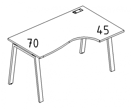 Стол эргономичный правый "Классика" на металлокаркасе TRE