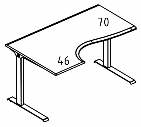 Стол эргономичный "Классика" на металлокаркасе МL (2 скоса) левый