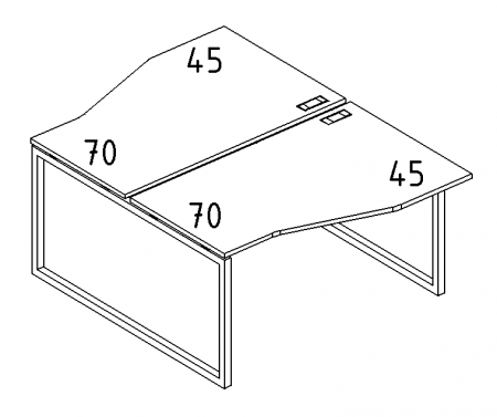 Рабочая станция со столами эргономичными "Техно" на металлокаркасе QUATTRO (2х140)