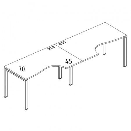 Рабочая станция со столами эргономичными "Классика" на металлокаркасе UNO (2х140)