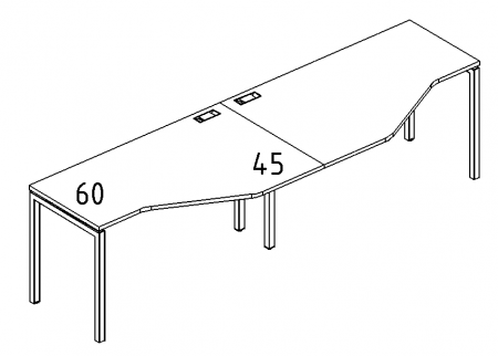 Рабочая станция со столами эргономичными "Техно" на металлокаркасе DUE (2х120)