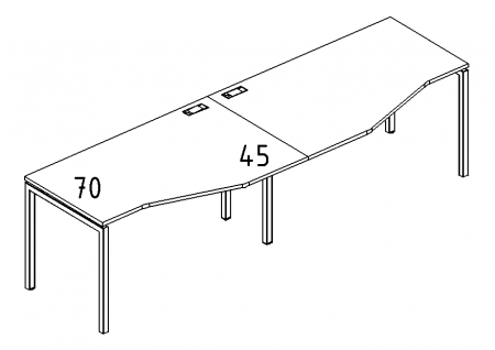 Рабочая станция со столами эргономичными "Техно"на металлокаркасе DUE (2х140)