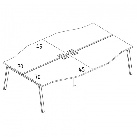 Рабочая станция со столами эргономичными "Техно" на металлокаркасе TRE (4х140)