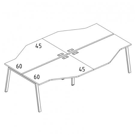 Рабочая станция со столами эргономичными "Техно" на металлокаркасе TRE (4х120)