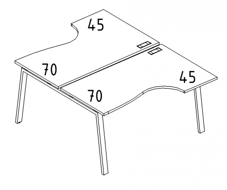 Рабочая станция со столами эргономичными "Классика" на металлокаркасе TRE (2х120)