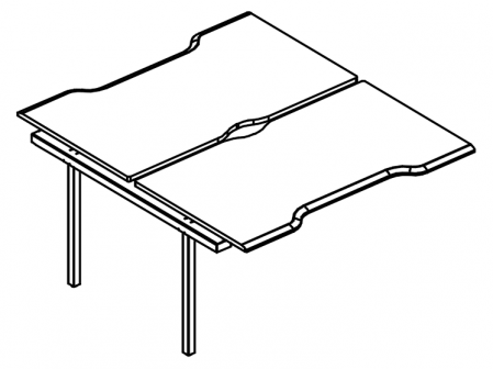 Секция стола рабочей станции "Симметрия" на металлокаркасе МТ (1 скос) (2х160)