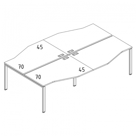 Рабочая станция со столами эргономичными "Техно" на металлокаркасе UNO (4х120)