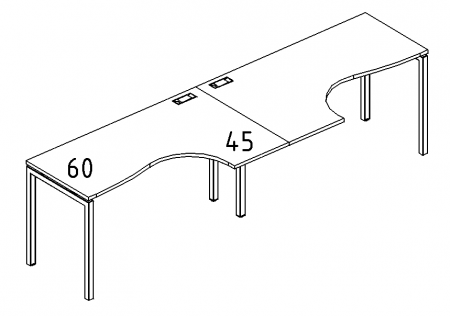Рабочая станция со столами эргономичными "Классика" на металлокаркасе DUE (2х120)