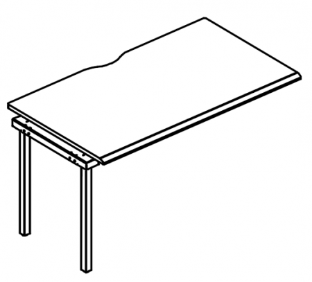 Секция стола рабочей станции на металлокаркасе МТ (1 скос)