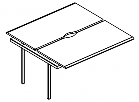 Секция стола рабочей станции на металлокаркасе МТ (1 скос) (2х160)