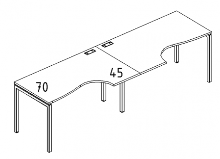 Рабочая станция со столами эргономичными "Классика" на металлокаркасе DUE (2х160)