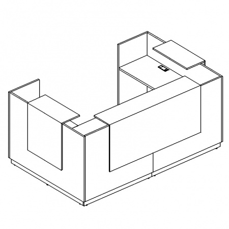 Стойка ресепшн П-образная (полки высокие) с подсветкой