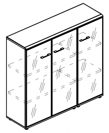 Шкаф средний комбинированный со стеклянными дверьми в алюминиевой рамке (топ ДСП)