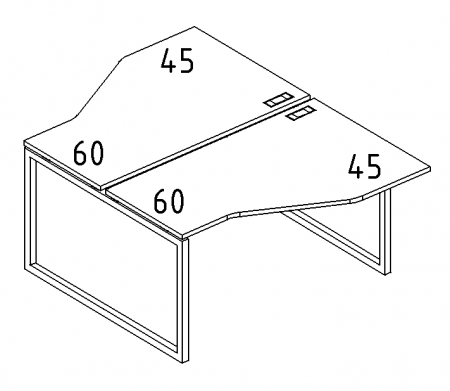 Рабочая станция со столами эргономичными "Техно" на металлокаркасе QUATTRO (2х160)