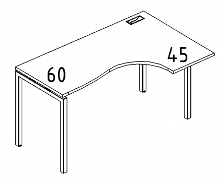 Стол эргономичный правый "Классика" на металлокаркасе DUE