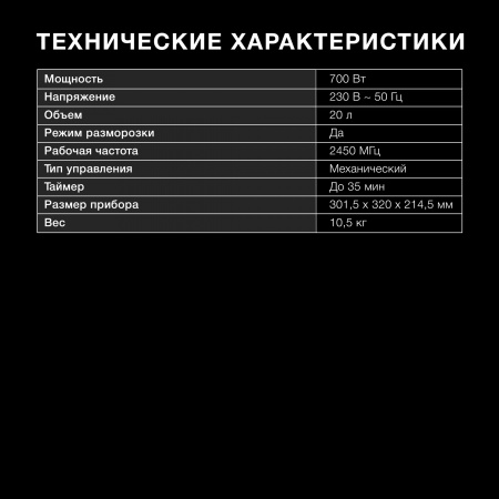 Микроволновая печь GASTRORAG WD700N20