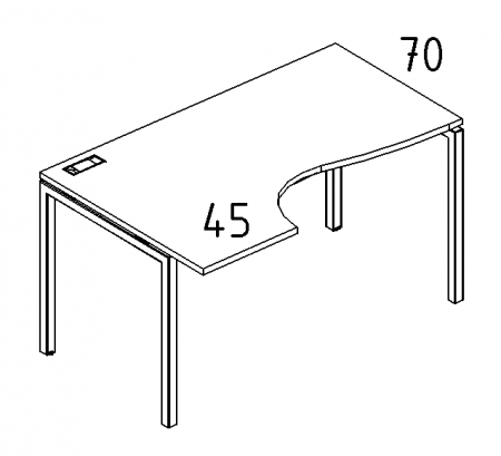 Стол эргономичный левый "Классика" на металлокаркасе DUE