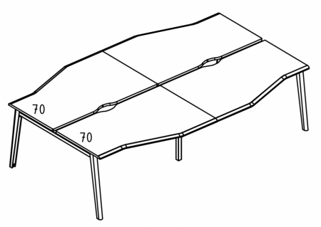 Рабочая станция "Техно" на металлокаркасе МТ (1 скос) (4х160)