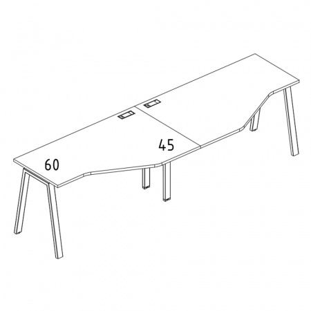 Рабочая станция со столами эргономичными "Техно" на металлокаркасе TRE (2х120)