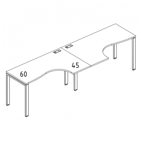 Рабочая станция со столами эргономичными "Классика" на металлокаркасе UNO (2х160)