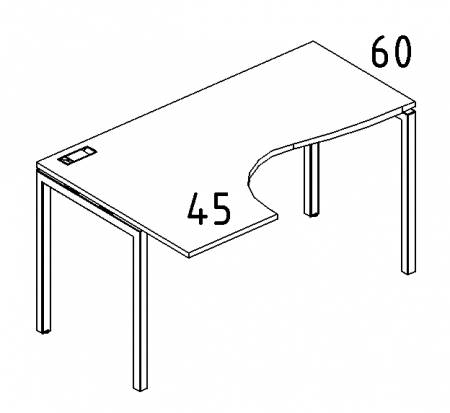 Стол эргономичный левый "Классика" на металлокаркасе DUE