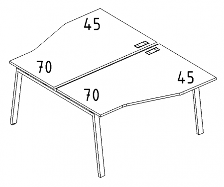 Рабочая станция со столами эргономичными "Техно" на металлокаркасе TRE (2х140)