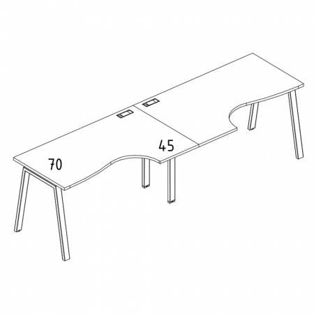 Рабочая станция со столами эргономичными "Классика" на металлокаркасе TRE (2х120)