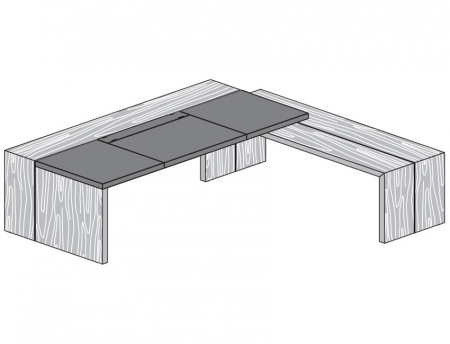 Стол руководителя с левой/правой открытой боковой приставкой