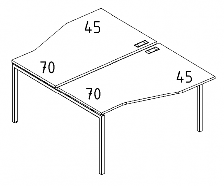 Рабочая станция со столами эргономичными "Техно"на металлокаркасе DUE (2х120)