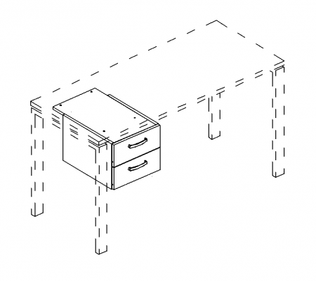Тумба подвесная 2-ящичная (для стола 80)
