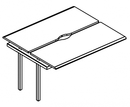 Секция стола рабочей станции на металлокаркасе МТ (1 скос) (2х160)