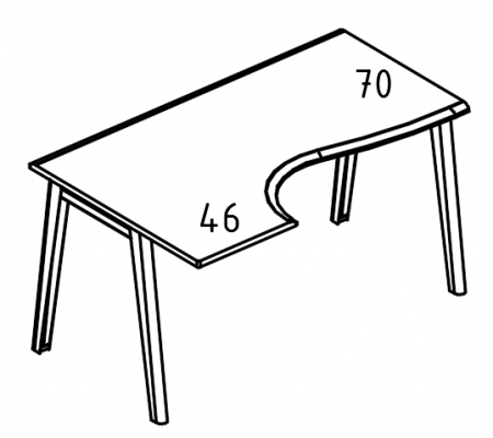 Стол эргономичный "Классика" на металлокаркасе МТ (2 скоса) левый