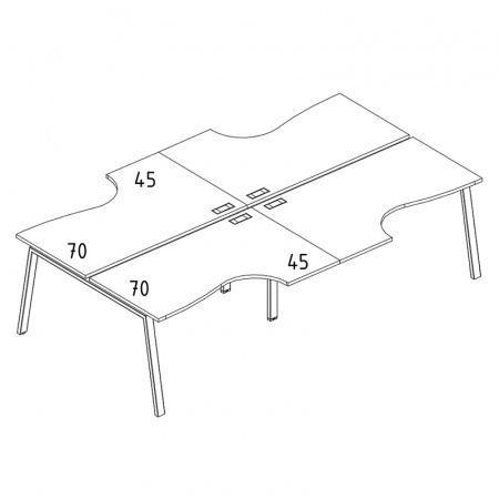 Рабочая станция со столами эргономичными "Классика" на металлокаркасе TRE (4х140)