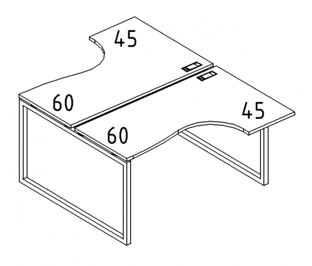 Рабочая станция со столами эргономичными "Классика" на металлокаркасе QUATTRO (2х160)