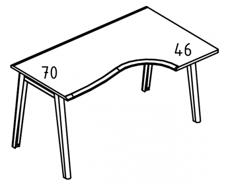 Стол эргономичный "Классика" на металлокаркасе МТ (2 скоса) правый