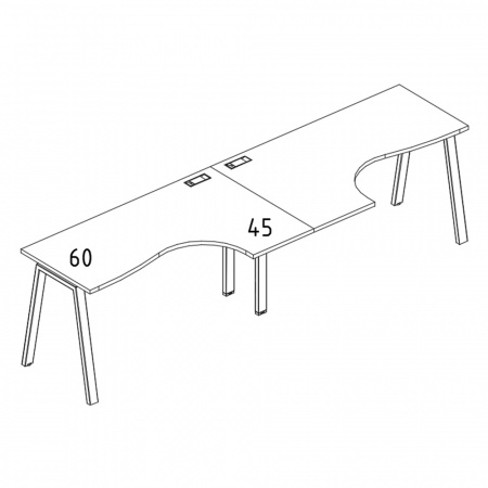 Рабочая станция со столами эргономичными "Классика" на металлокаркасе TRE (2х140)