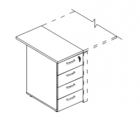 Тумба приставная 4-х ящичная с замком