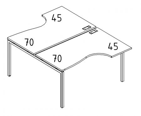 Рабочая станция со столами эргономичными "Классика"на металлокаркасе DUE (2х140)
