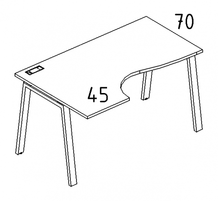 Стол эргономичный левый "Классика" на металлокаркасе TRE
