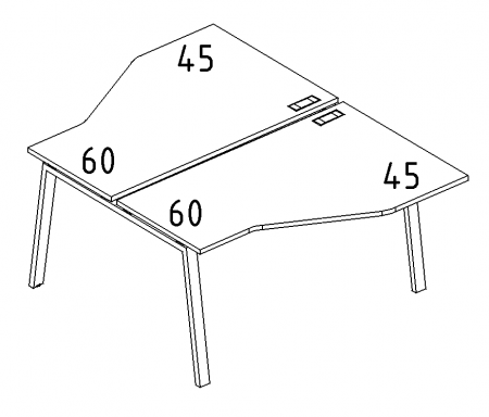 Рабочая станция со столами эргономичными "Техно" на металлокаркасе TRE (2х120)