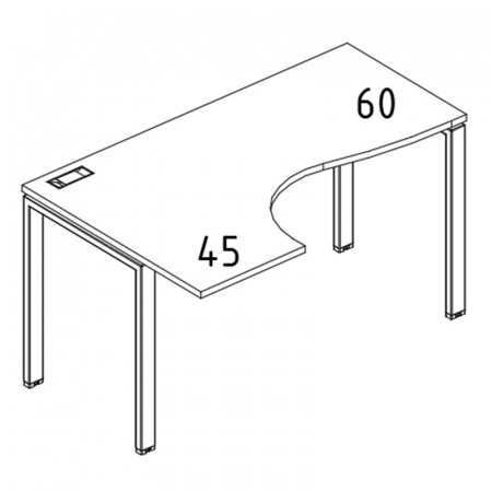 Стол эргономичный левый "Классика" на металлокаркасе UNO