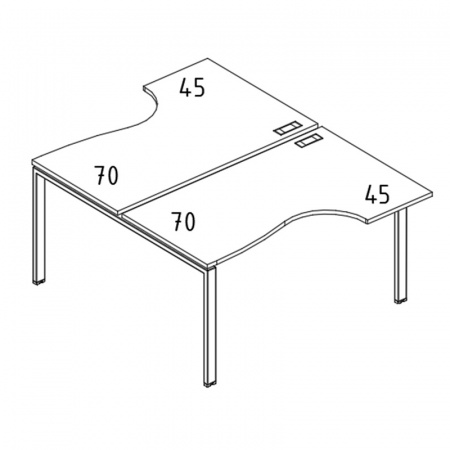 Рабочая станция со столами эргономичными "Классика" на металлокаркасе UNO (2х140)