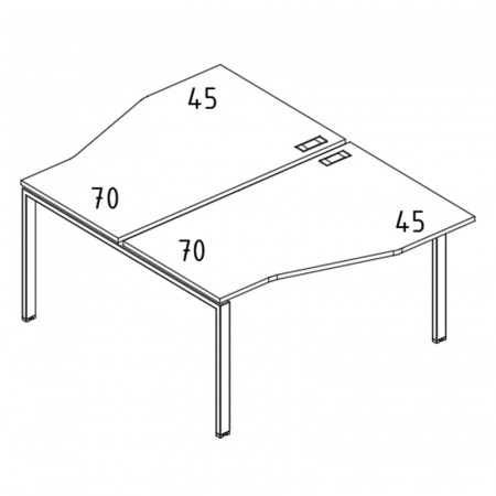 Рабочая станция со столами эргономичными "Техно" на металлокаркасе UNO (2х140)